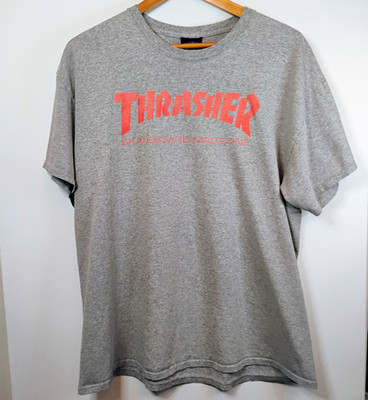 Thrasher Men s XL Gray Logo Graphic T-Shirt Crew Neck Short Sleeve