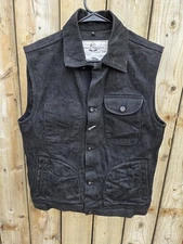 Rogue Territory X General Quarters Black Selvedge Japanese Denim Sz M Moto Vest