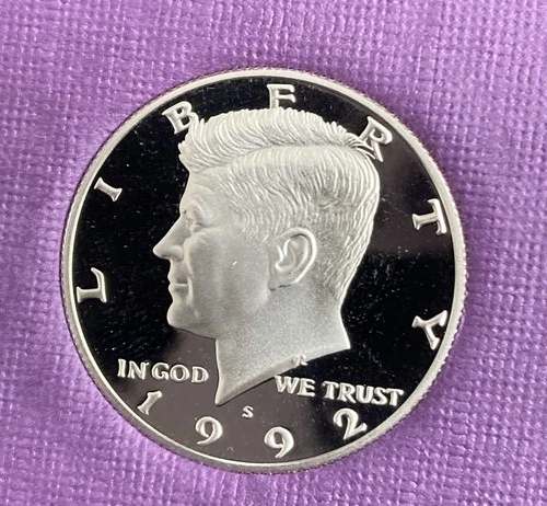 1992-S CLAD PROOF KENNEDY HALF DOLLAR, VERY BEAUTIFUL, FROM PROOF SET