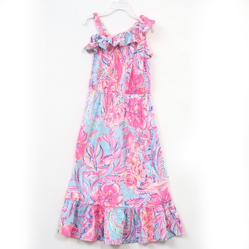 Lilly Pulitzer Girls Octavia Maxi Dress Floral Printed Ruffle S 4-5 Years 280887