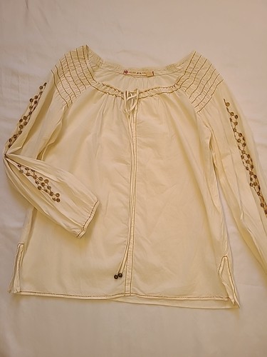 Chelsea & Violet Womens Lightweight COTTON Blouse SZ L TIE NECK - Picture 2 of 9