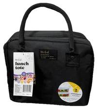 Fit & Fresh Ladies' Black Lunch Tote Insulated with 2 Containers With  Lids NWT