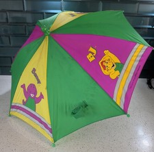 RARE vintage y2k Barney the Dinosaur BJ Lyons Group kid's umbrella 2000s