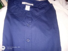 Roamans Big Shirt Button Front Collar Size 4X Long sleeve Womans Shirt Dark Blue