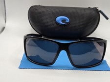 Costa Reefton Style 580P Polarized Wrap Sunglasses Black Frame Blue Lens RFT.06