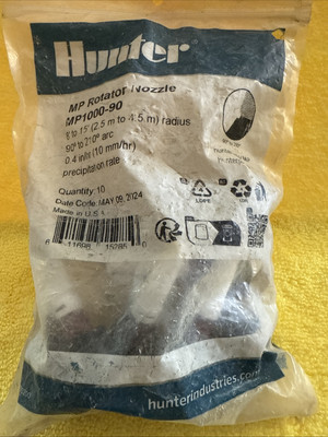 NEW 10 Hunter MP Rotator Sprinkler Nozzle 90-210 deg 8-15 ft Radius MP1000-90