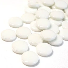 White 18 mm Recycled Glossy Round Glass Mosaic Tile Pieces - 25 tiles 
