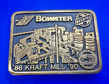 Bowater Bechtel 88 Kraft Mill '90 Solid Brass Vintage 1989 Anacortes Belt Buckle