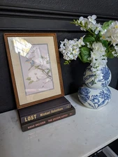 Vintage Crowning Touch Collection Bluebird Matted Wood Stained Framed 