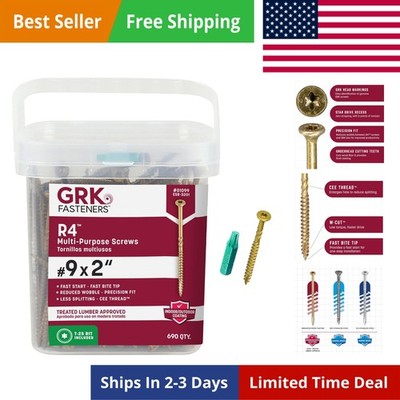 Fasteners R4 x 2 Inch, Multi-Purpose Framing Screws, 690 PCS, Rust Resistant ...