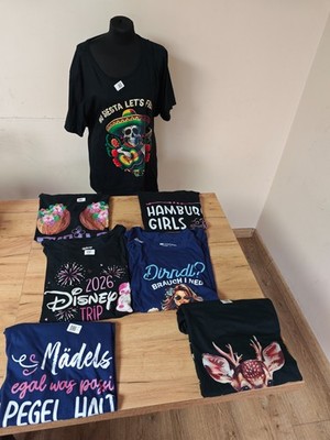 Set mit 7 neuen Damen-T-Shirts in Größe 5XL   Baumwoll-T-Shirts mit aufdrucken