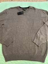 Weatherproof Vintage Men’s Large Grey Gray  Pullover V Neck Sweater NWT Cotton