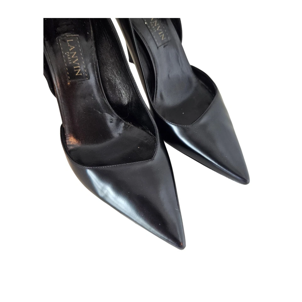 Женские туфли-лодочки Lanvin из черной кожи с заостренным носком на шпильке - Изображение 2 из 4