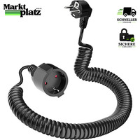 VerläNgerungskabel SpiralverläNgerung IP20 0,58-2M 250V 16A Schwarz Schuko