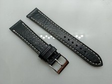 New 19mm Watchgecko Geckota Handmade Soft Genuine Leather Watch Strap Black XK55