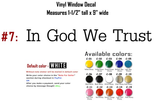 In God We Trust Vinyl Decal Sticker Car Window Iphone Ipad Laptop Art Lettering - Picture 9 of 14