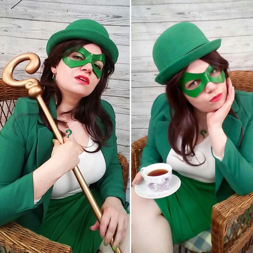 Riddler Green Costume Leather Eye Mask - MOST Authentic - FREE Bonus! - Image 4 of 4