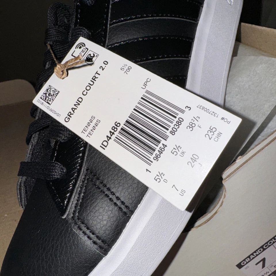 Adidas Mujer Grand 2.0 Tenis Zapatos Núcleo Negro-Plateado Metálico Talla 7 Foto 2 de 4