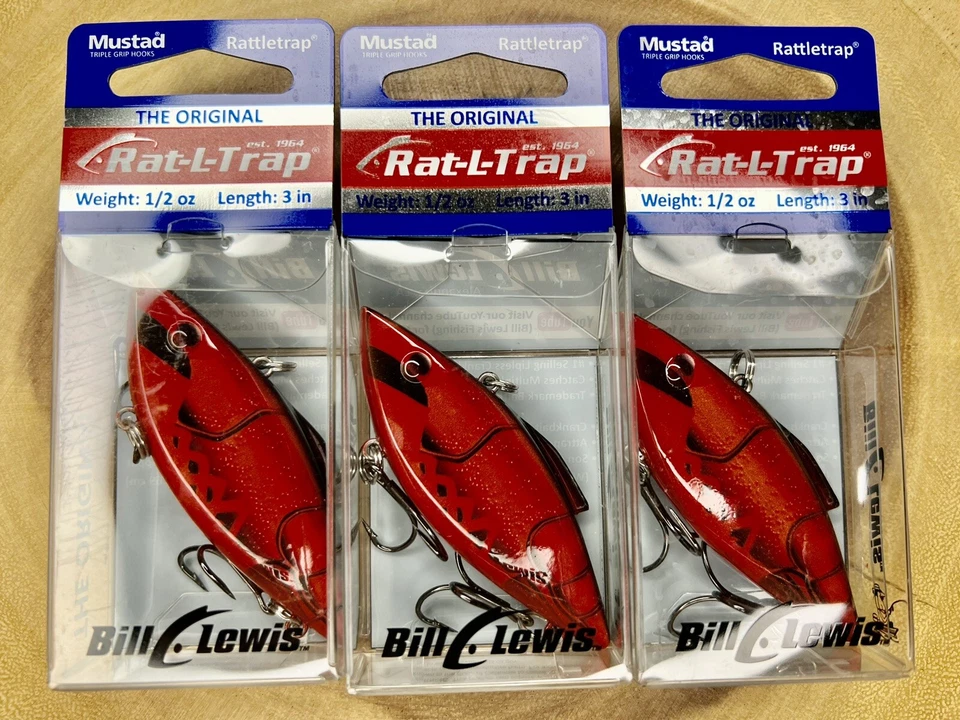 RAT-L-TRAP (Lote de 3) Crankbaits sin labios, Bill Lewis, bajo, ¡Envío gratuito! ¡NUEVO CON ETIQUETAS! Foto 3 de 4