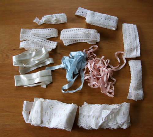 1960s/1970s Embroidery Lace Embroidered Border Satin Ribbon Lot - Picture 1 of 19