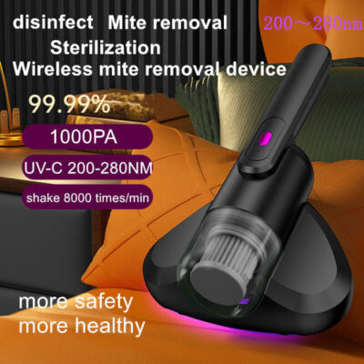 Handheld Wireless UVC Dust Mite Vacuum Remover Cleaner for Bedding Sofa Mattress