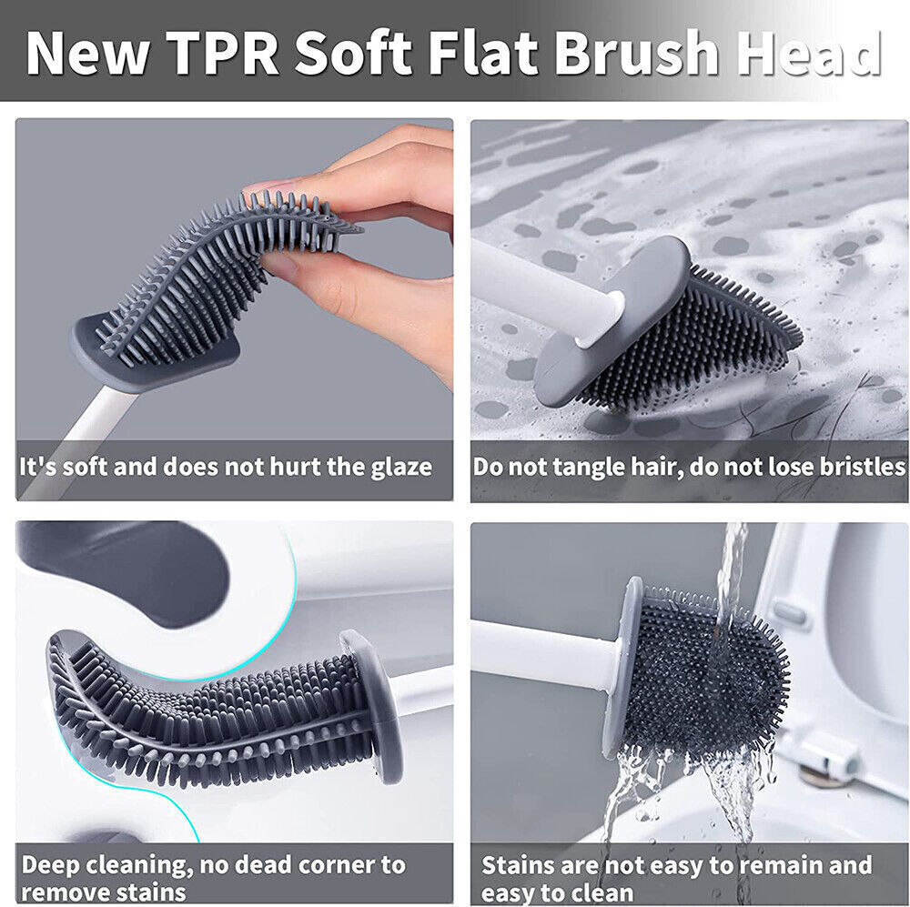 Upgraded Silicone Toilet Brushes with Toilet Brush Holder Soft Bathroom