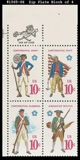 USA3 #1565-68 MNH ZIP PB4 Military Uniforms