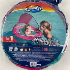 SwimWays baby spring float sun canopy 9-24 months Pink infant toddler pool