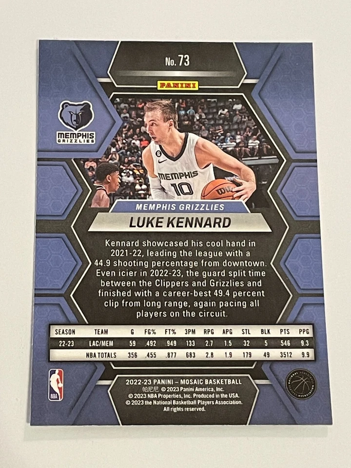 2022-23 Panini Mosaic Basketball #73 - Luke Kennard - Memphis Grizzlies - Image 2 of 2