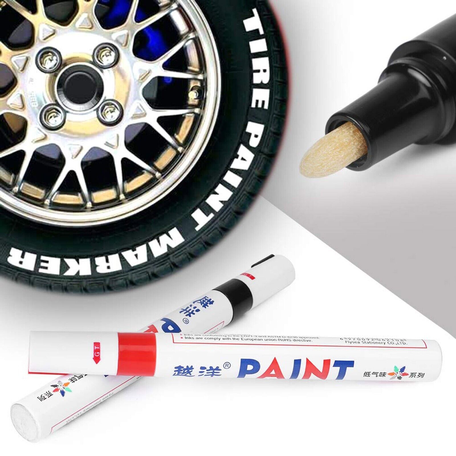 6PC White Paint Pen Marker Waterproof Permanent Car Tire Lettering Rubber Letter