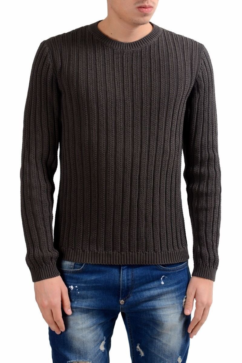 Мужской темно-серый свитер плотной вязки с круглым вырезом Malo Размер M, L