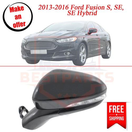 Kool Vue FD04EL-S Power Glass Mirror left side for 2013-2016 Ford Fusion S, SE