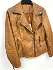 Max Studio Faux Leather Biker Jacket Womens L Dark Camel 569