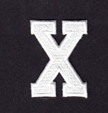 LETTERS - WHITE BLOCK LETTER "X" 1 7/8" - Iron On Embroidered Applique Patch