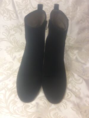 GIANNI BINI Women's BLACK Suede  ZIP Heeled ANKLE BOOTS 7.5 M
