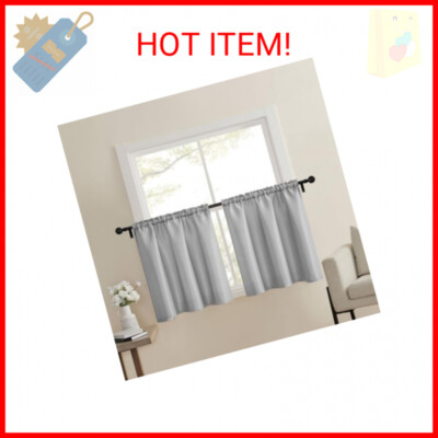 Home Queen Grey Waffle Bathroom Window Curtains, Short Water Repellent Rod Pocke