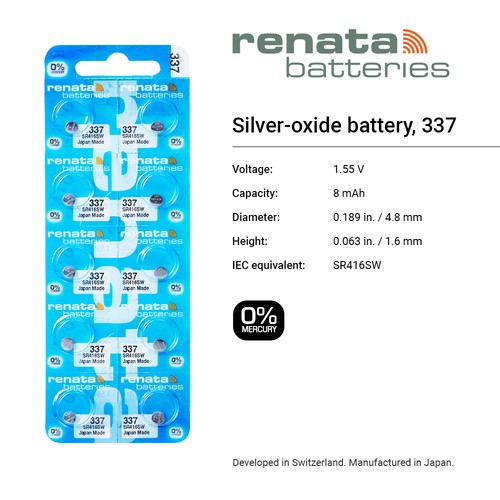 Renata 337 SR416SW 1.55V Silver Oxide Watch (10 Batteries) - Made In - Foto 6