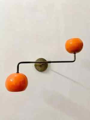 Modern Sconce 1950 Italian Wall Fixture Handmade Orange Eyeball Shade Wall Lamp