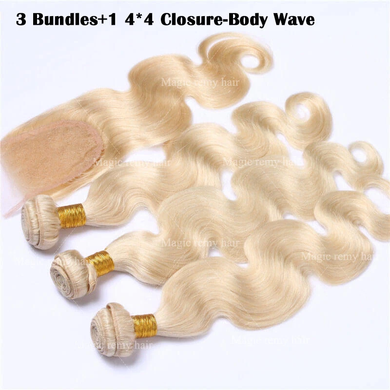 Blonde #60 #613 Brazilian Virgin 100% Remy Cabelo Humano Pacotes Retos 300g Trama - Imagem 2 de 4