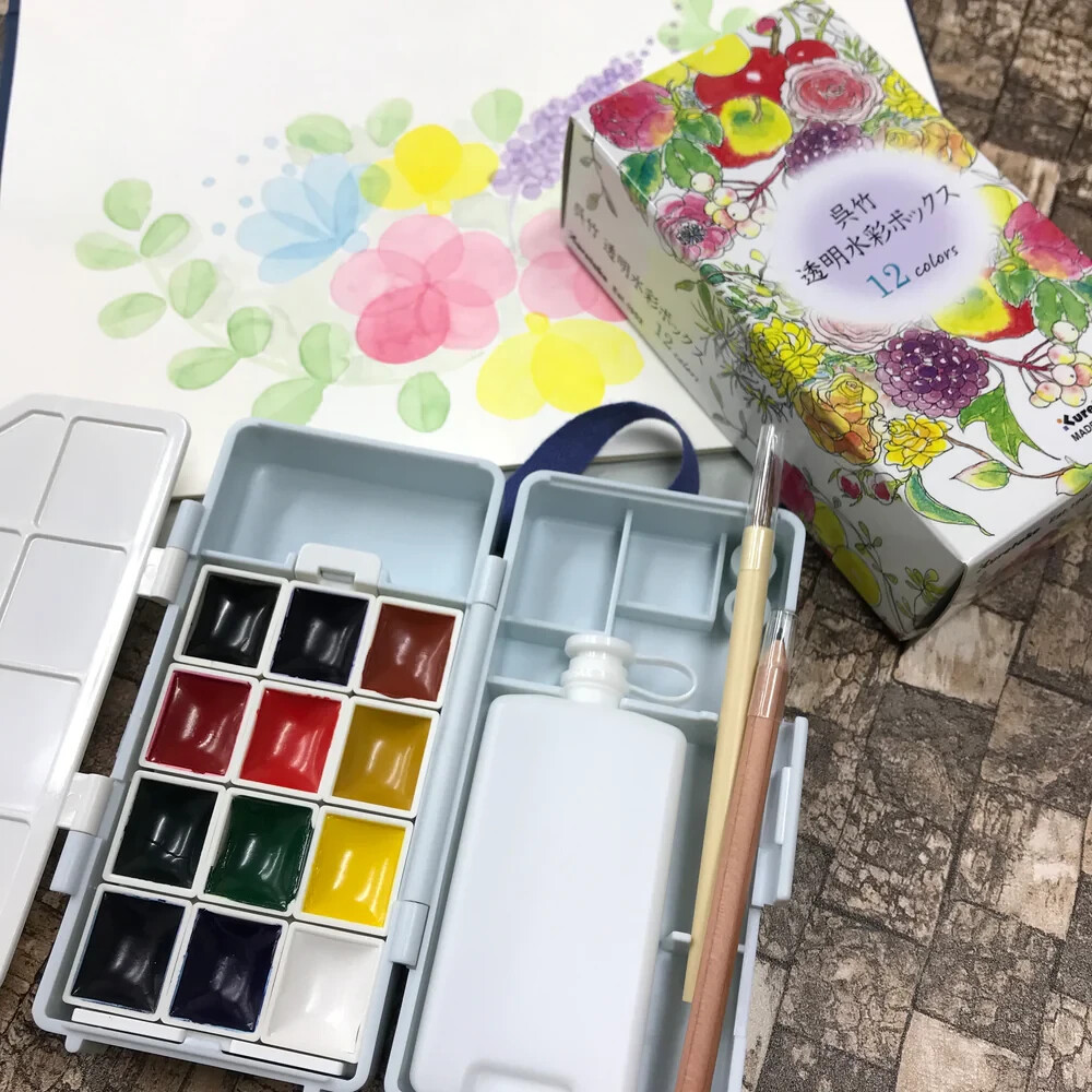 Kuretake Transparent Watercolor 12colors Set w/Brush & Pencil