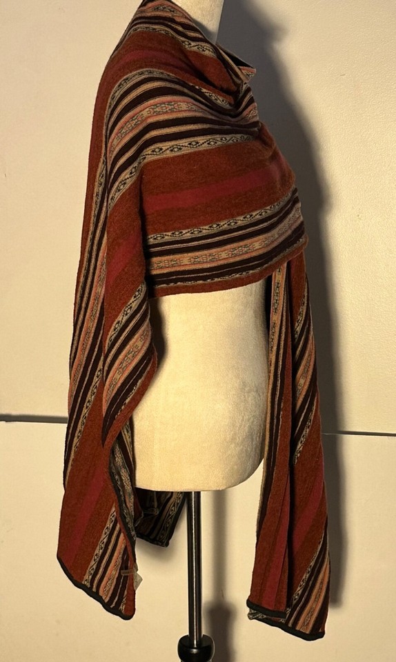 Peruvian Connection Rust Poncho Ruana Cotton/Baby Alpaca/Wool Made in ...