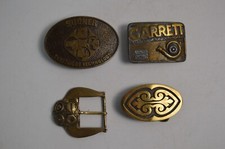 Vintage Belt Buckle Lot Sooner Tech Garrett Auto Geometric Designs Brass Gold