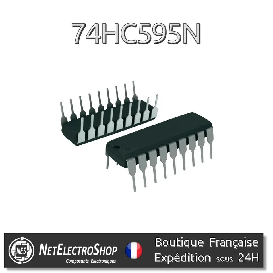 10x Circuit intégré 74HC595N, Registre a Decalage 8 bits, DIP-16, Arduino, Pi.