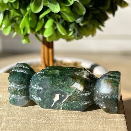 Moss Agate Candy Fun Carving, Natural Stone Gem Home Decoration - Bild 12 von 13