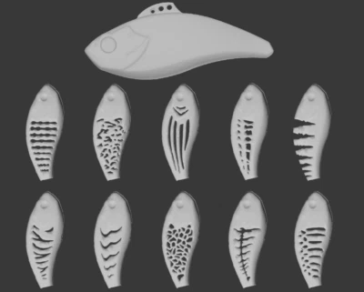 wLure Hard Plastic 3D Stencil Fishing Lure Lipless Blank Body UPL773