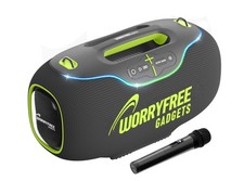 350W Wireless Bluetooth Speaker, 24Hrs Playtime, RGB Lights, Mic with EQ Gray