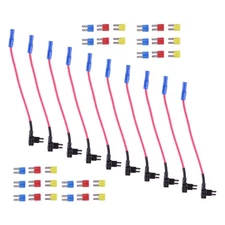 10x Micro2 Add-A-Circuit Fuse TAP Holders with 30x 10A 15A 20A Fuse Blades