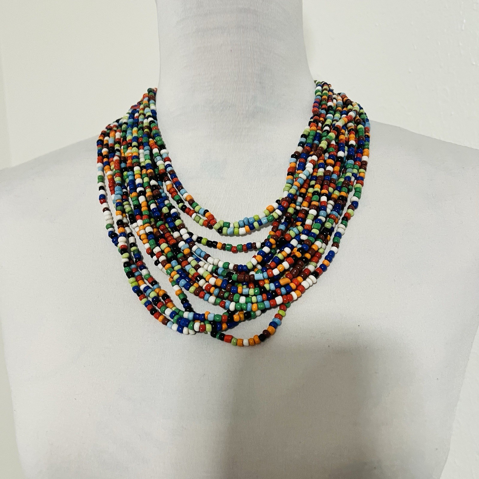 Multi 16 Strand Statement Beaded Rainbow Women’s … - image 1