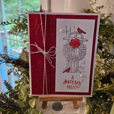 STAMPIN UP CARD KIT - SLED A MERRY HELLO KIT MAKES 4 #XS-367