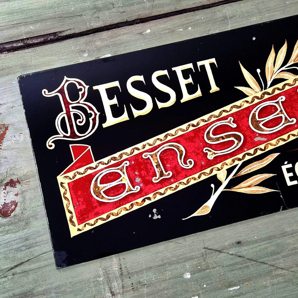 Ancienne Enseigne en verre églomisé - Besset - Photo 2/4